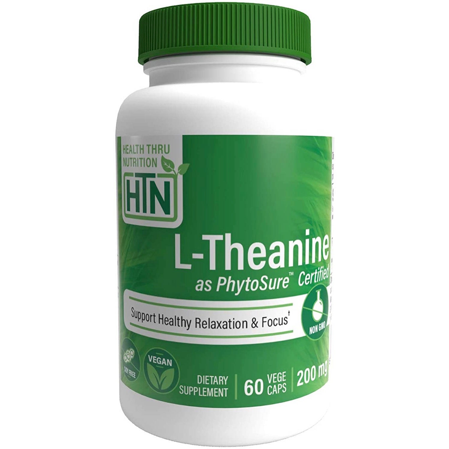 Health Thru Nutrition, L-Theanine (as PhytoSure™) 200mg (NON-GMO), 60 Veggie Capsules UPC 819193020791 | HiLife Vitamins